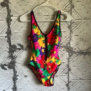 La Blanca vintage 80s Colorful Floral Swimsuit